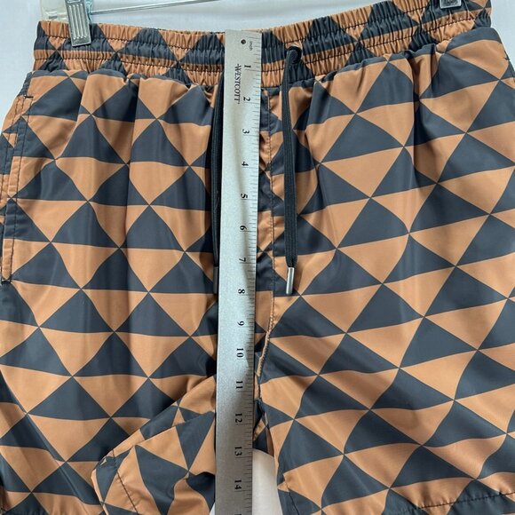 Maison Article Shorts Men S Drawstring Mesh Lined Triangle Geometric Brown Black - Picture 9 of 12